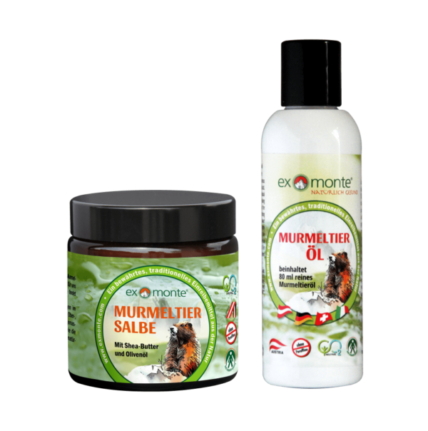 Murmeltiersalbe und Murmeltieröl von Exmonte (Murmeltier-Set)